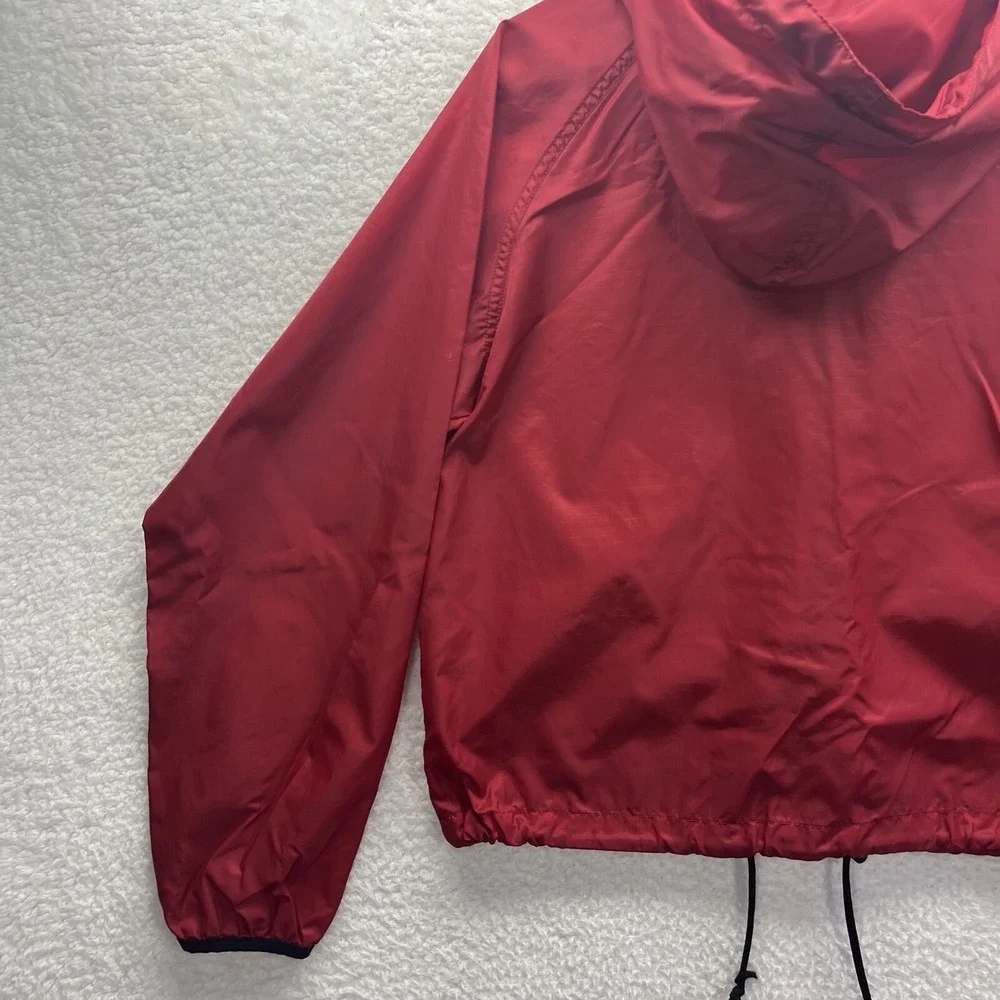 Gap Windbreaker Womens Small Red Long Sleeve Zip Up Hooded Packable Chore Grunge
